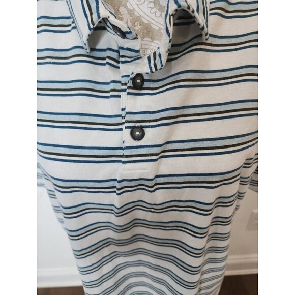 Mohnton Made Polo Shirt Golf White Striped Short Sleeve Men's Large - Picture 2 of 7
